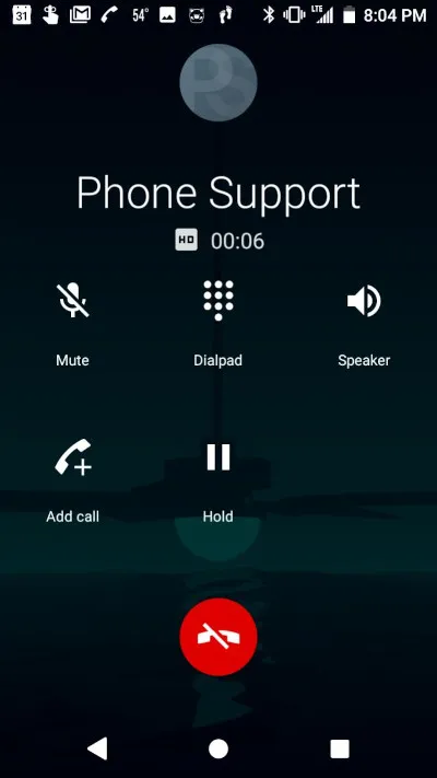screenshot of ongoing volte call
