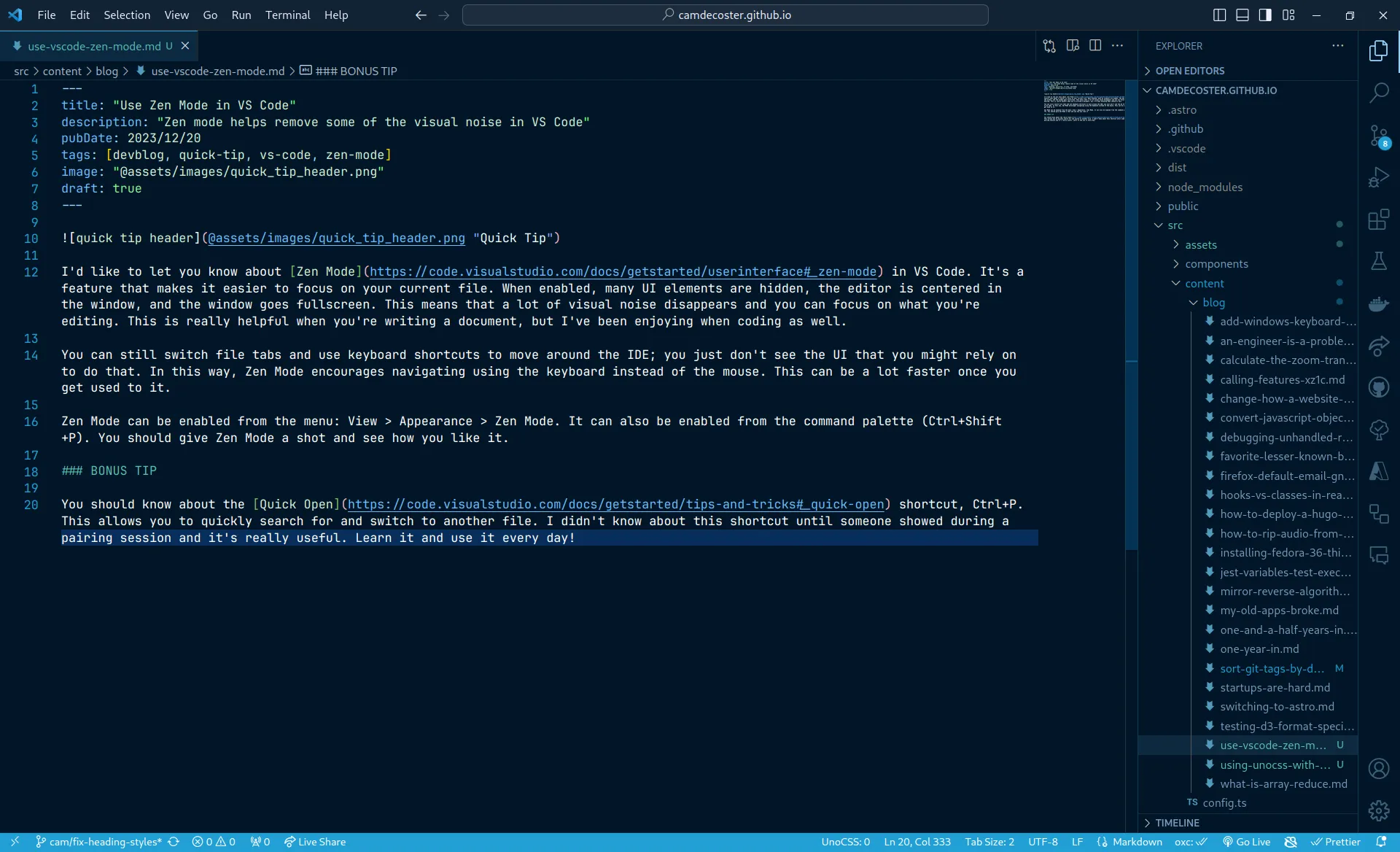 vs code standard view